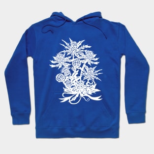 Spiky White Thistle And Sea Holly Flowers Hoodie